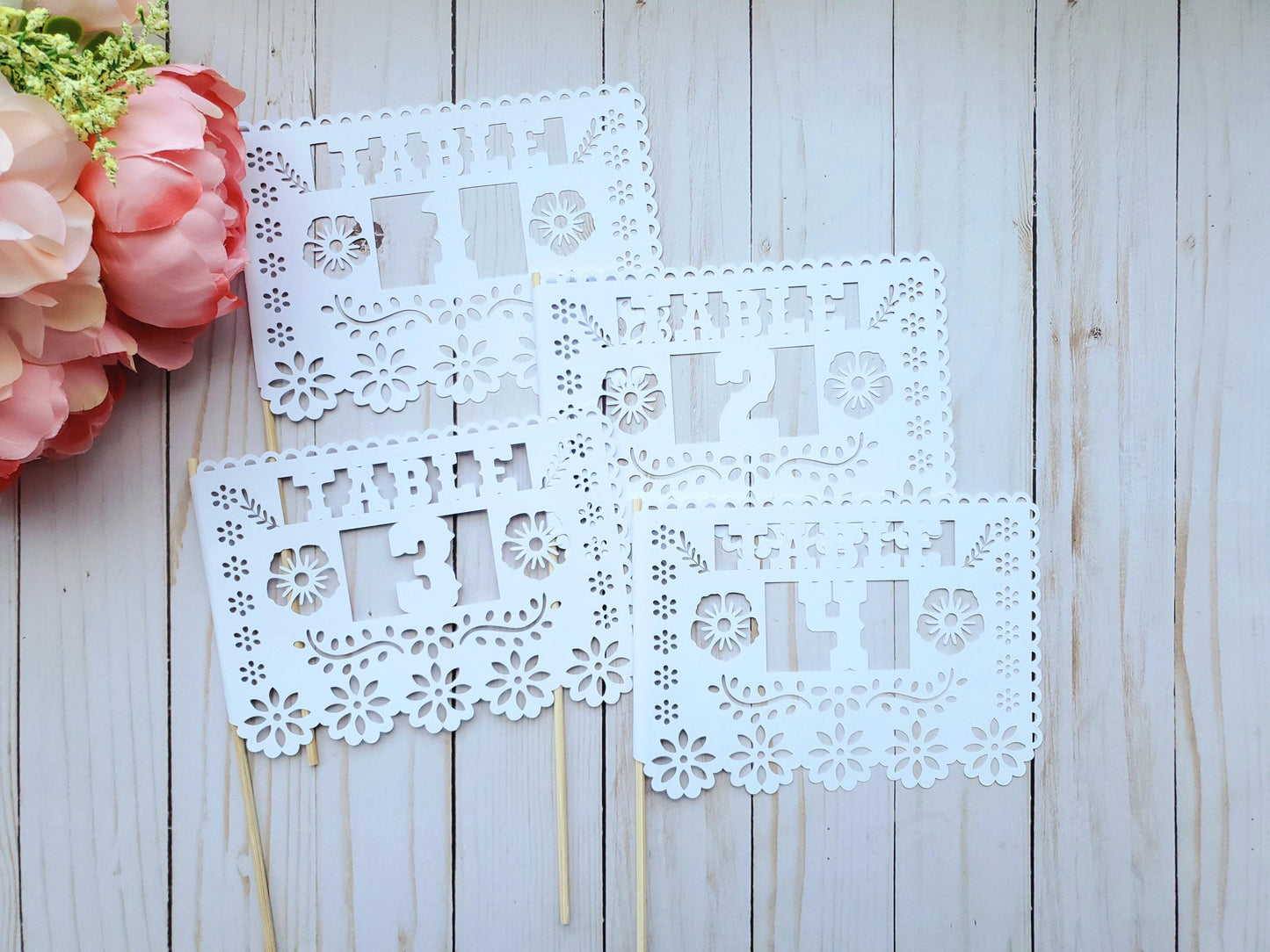 Papel picado table numbers (Set of 12),  Mexican theme wedding, table numbers, engagement party, destination wedding, Wedding table