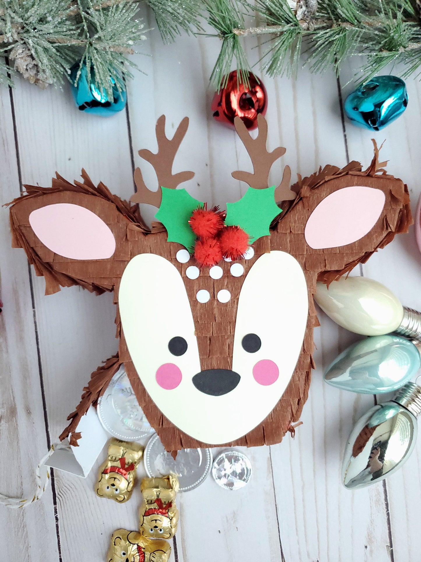 Reindeer mini piñata Christmas decoration Reindeer gift box Christmas piñata Secret Santa Christmas party favor Stocking stuffer Deer piñata