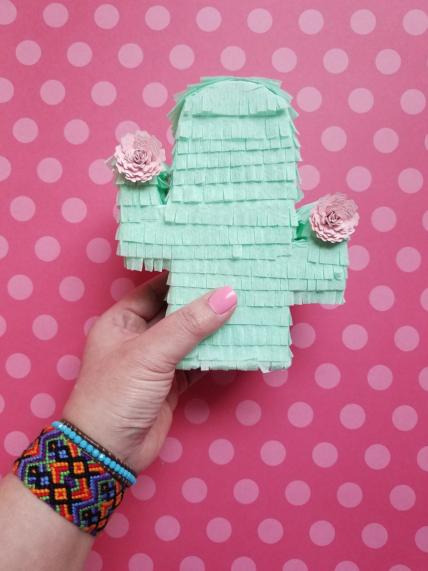 Boho Mint Cactus Mini Piñata Party Favors - Set of 3