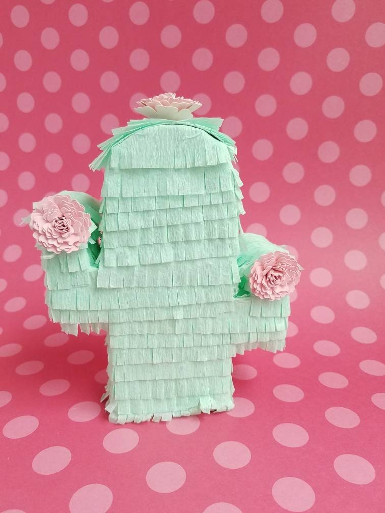 Boho Mint Cactus Mini Piñata Party Favors - Set of 3