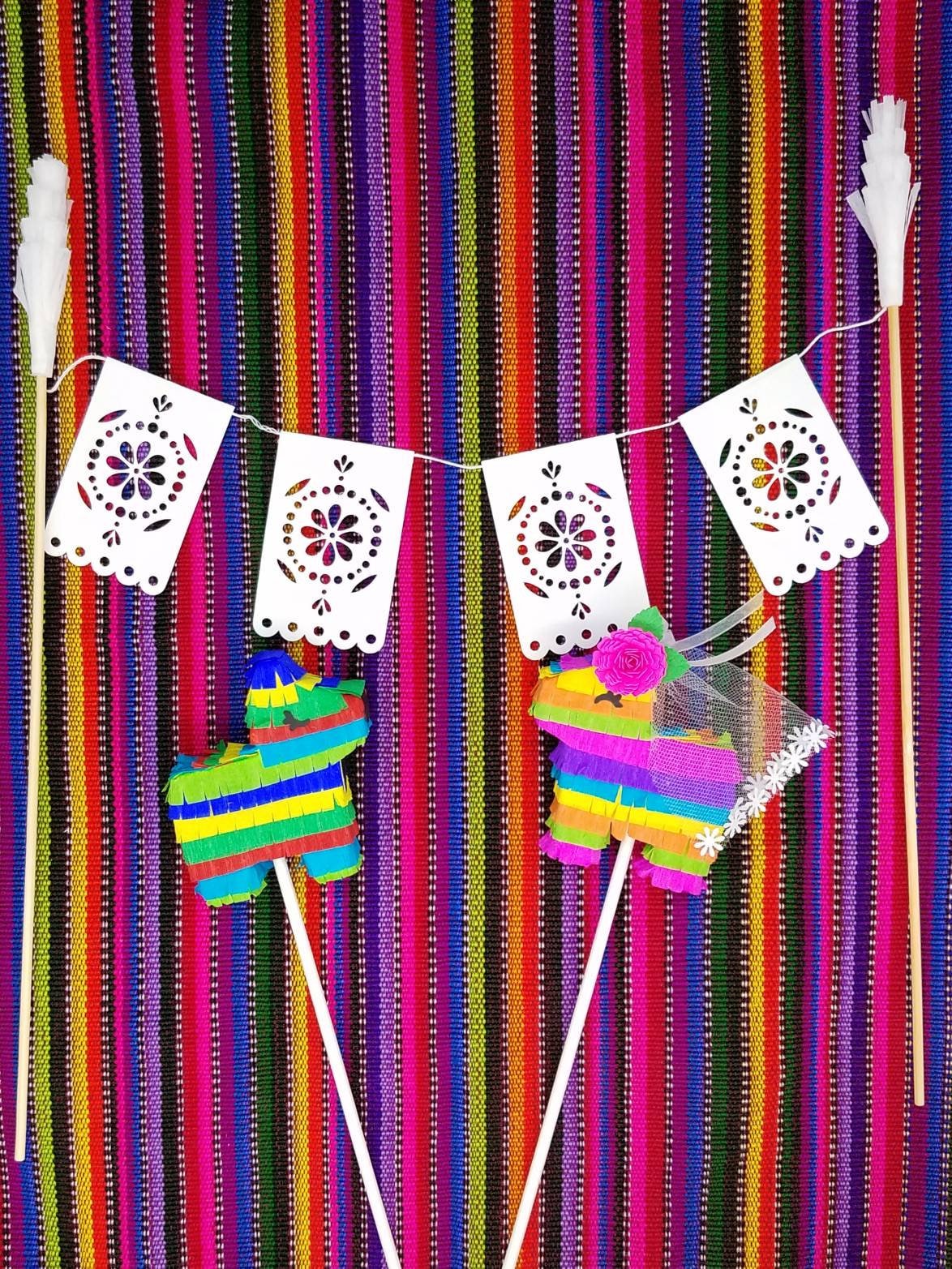 Mini Papel picado banner cake topper, papel picado cake topper, Mexican wedding cake decoration, Fiesta birthday, First Fiesta cake topper