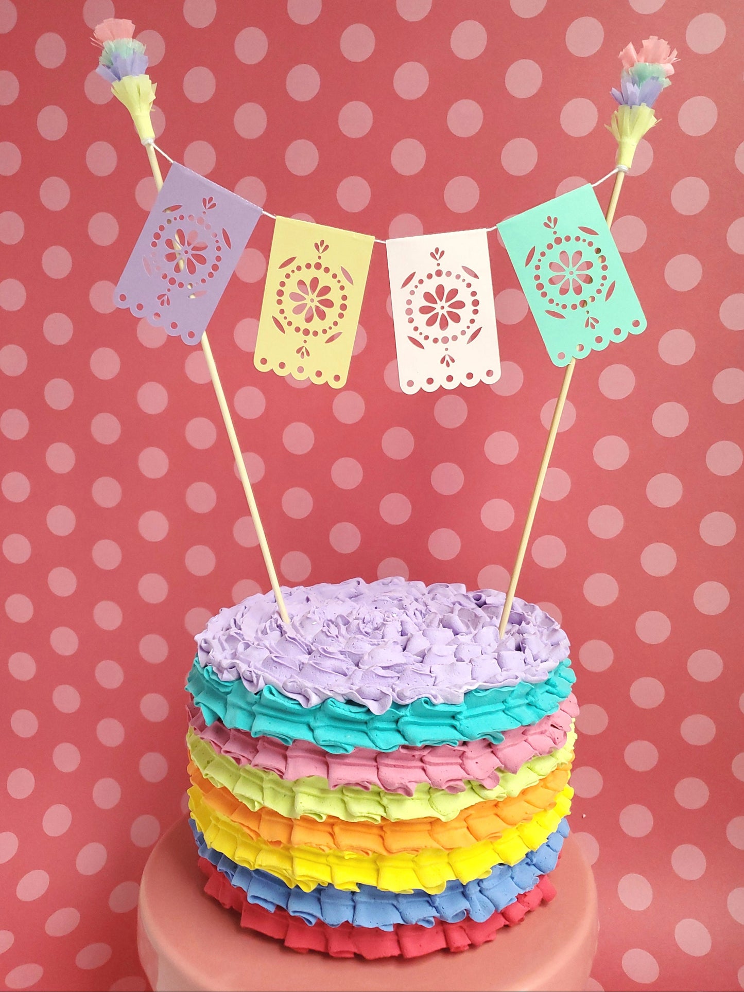 Mini Papel picado banner cake topper, papel picado cake topper, Mexican wedding cake decoration, Fiesta birthday, First Fiesta cake topper