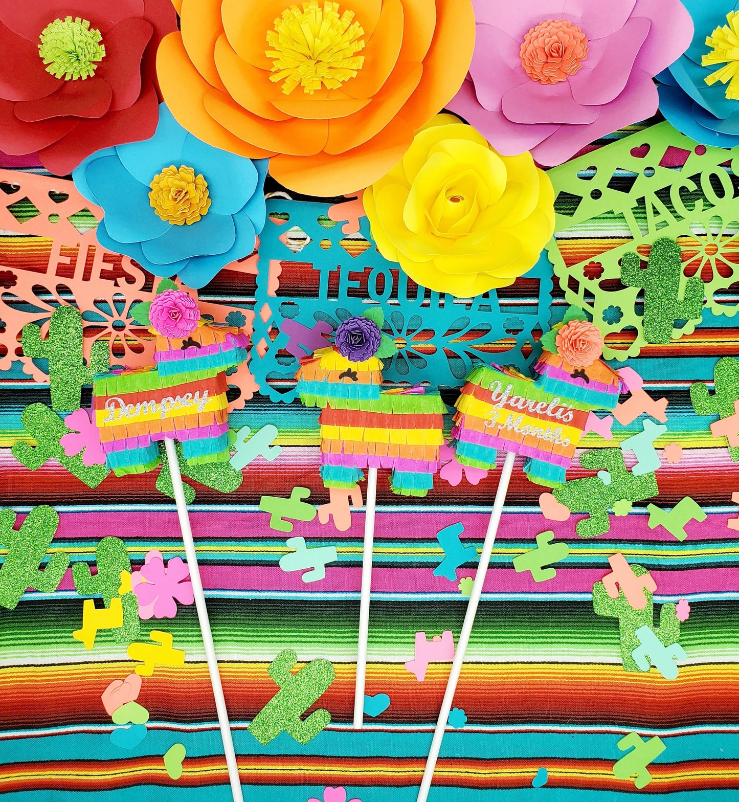 Personalizable mini piñata cake topper, Fiesta baby shower, Fiesta birthday, cinco de mayo, Taco party, Fiesta birthday, taco bout a baby