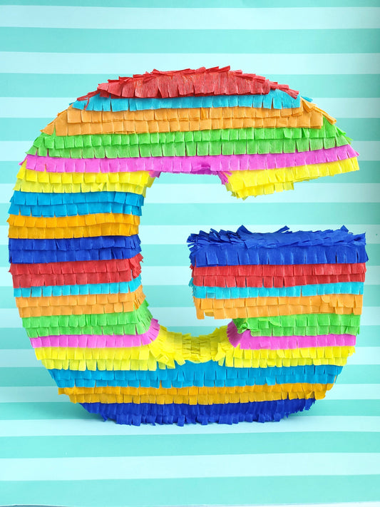 Letter piñata centerpiece (12"), fringe letter, desert table decor, wedding decor, piñata style decor, fiesta theme, engagement fiesta