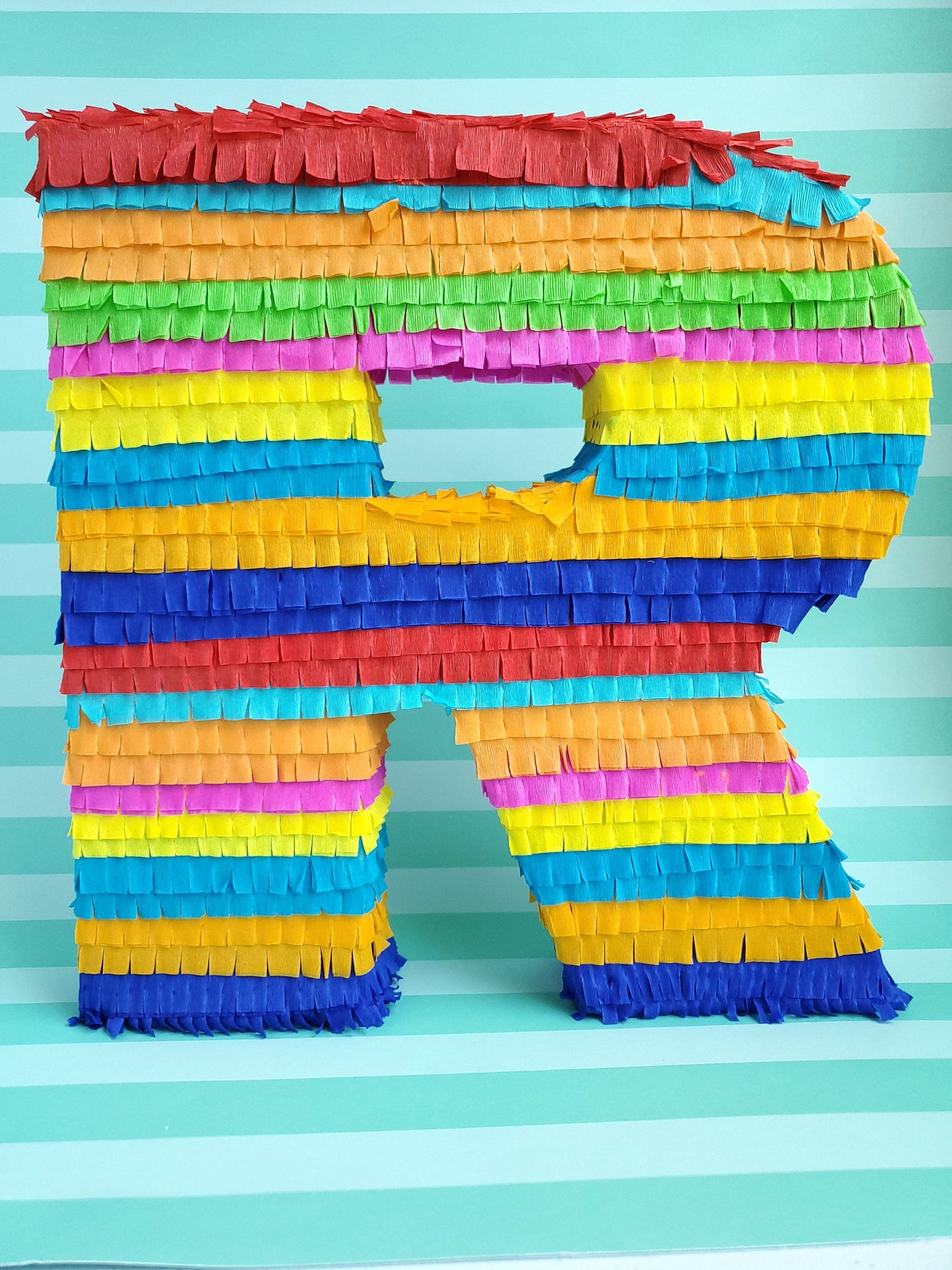 Letter piñata centerpiece (12"), fringe letter, desert table decor, wedding decor, piñata style decor, fiesta theme, engagement fiesta