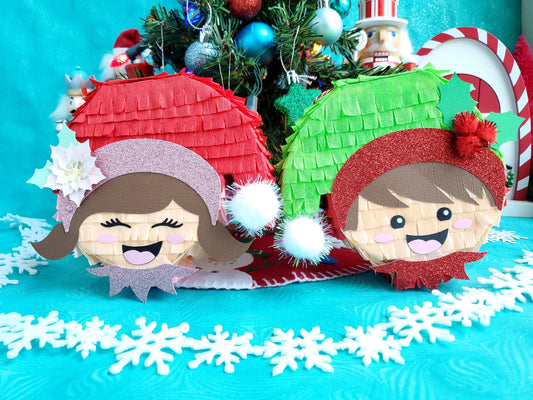 Elf mini pinata Elf theme Elf party Santa's helper Elf decoration Stocking stuffer Secret Santa Elf party favor Cute Elf pinata 5" (Ea).