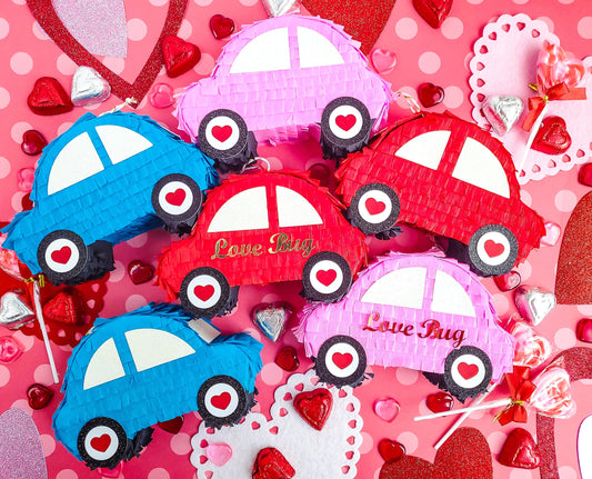 Car mini piñata Love buggy Car piñata Car party favor Transportation theme Valentines buggy piñata Mini car piñata Vehicle theme party (Ea.)