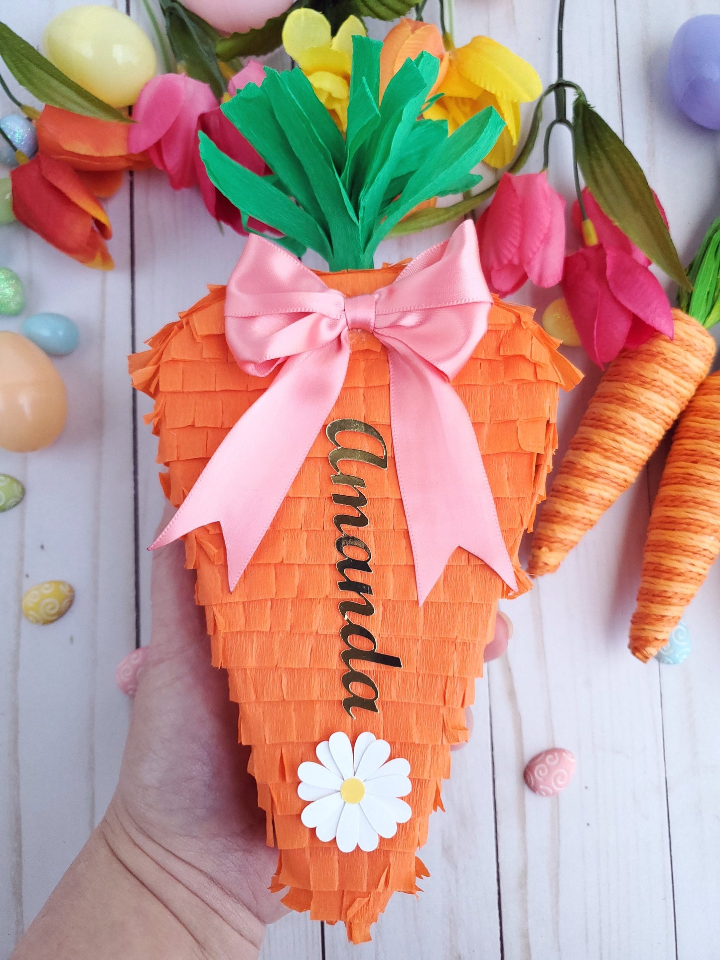 Personalizable 8" Carrot mini piñata party favor - 1 Unit