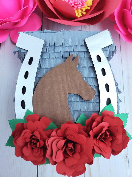 Horseshoe mini piñata 5.5" Western theme party favor Western Bridal shower Horse derby decoration Kentucky Derby party Cowgirl party (Ea).