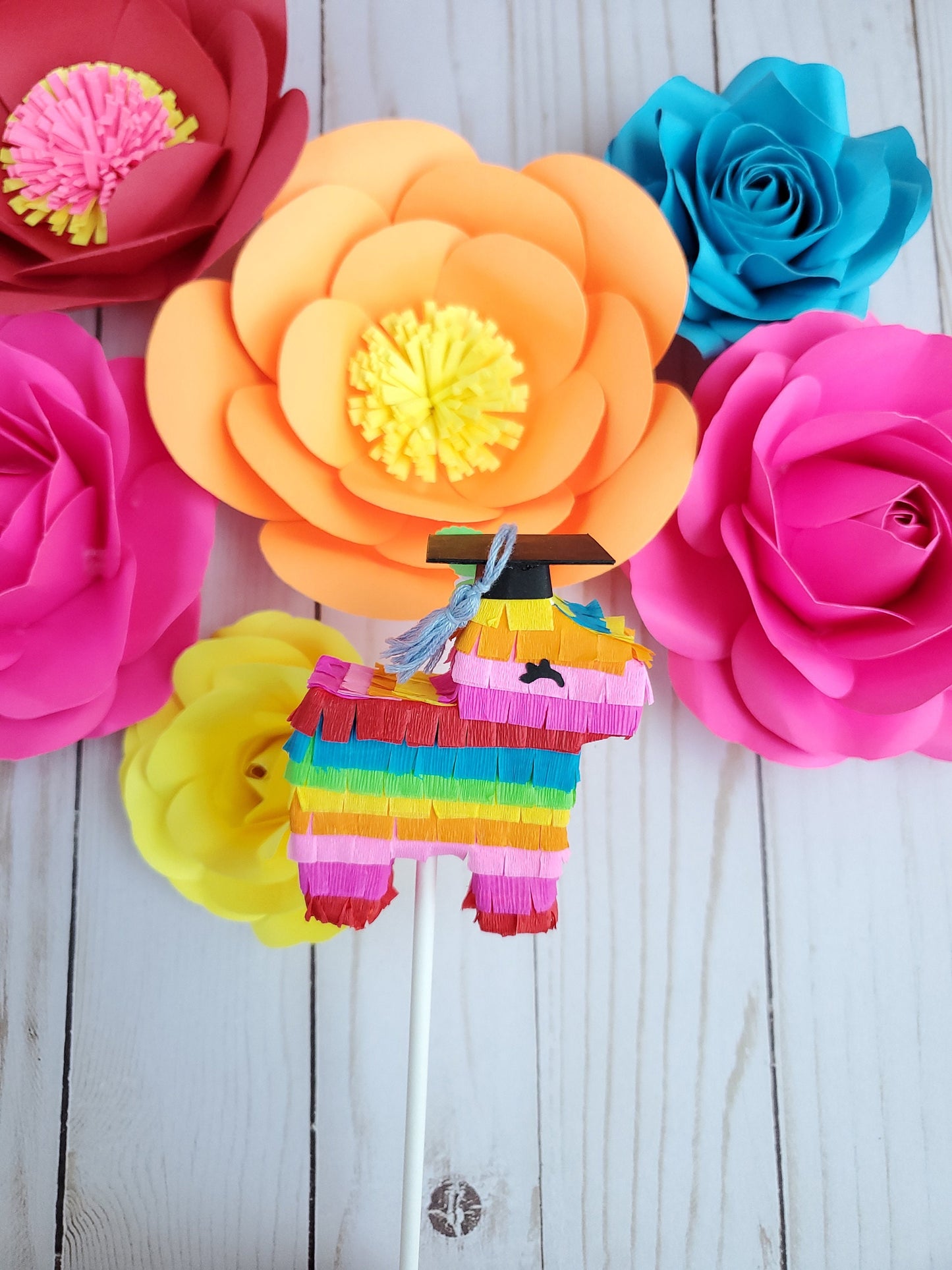 Fiesta Graduation cake topper Mini donkey cake topper with graduation cap Mexican theme cake decor Graduation cake decor